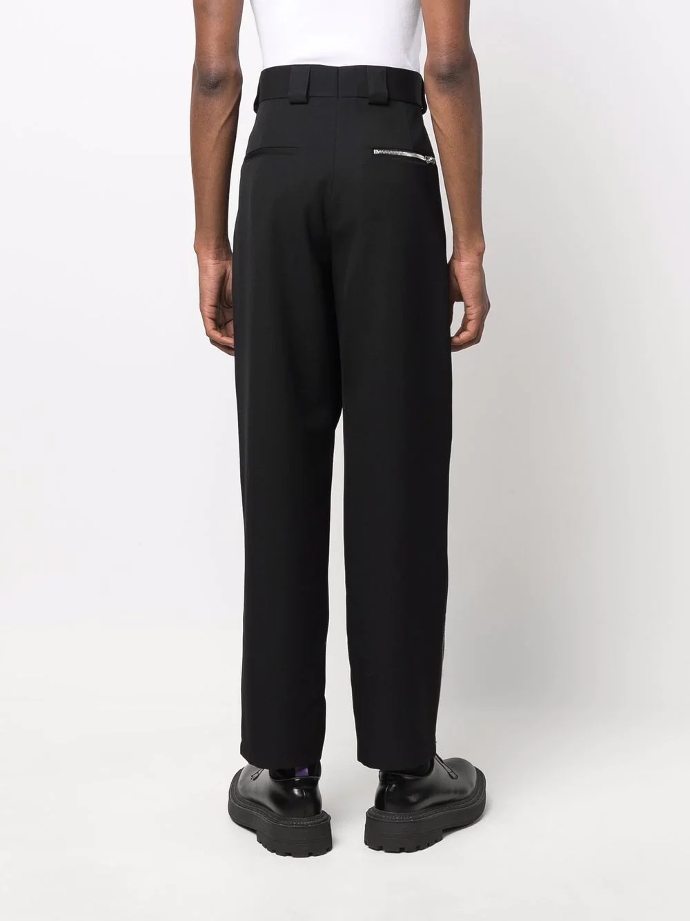 ankle-zip straight-leg tailored trousers - 4