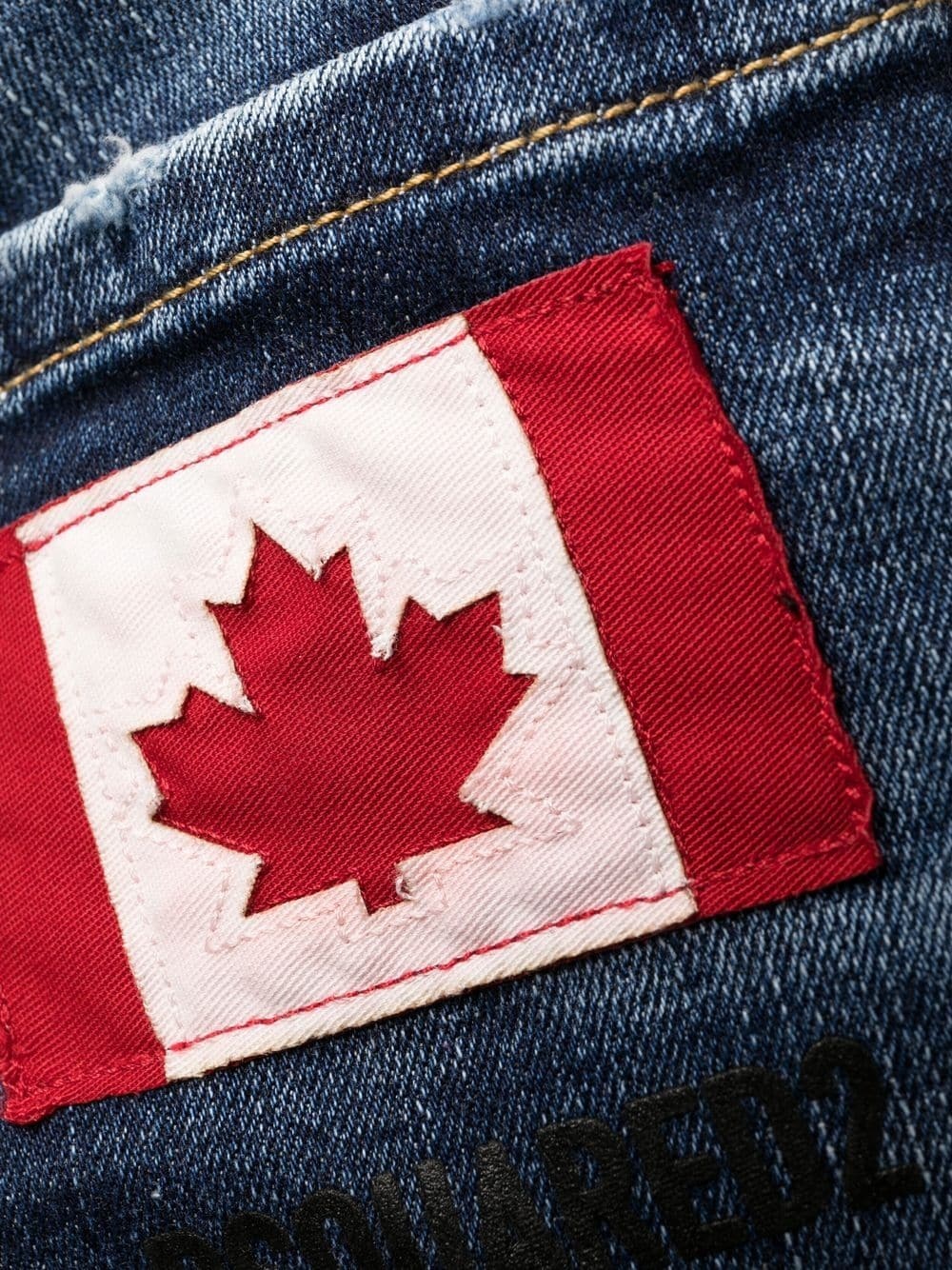 flag patch slim-fit jeans - 6