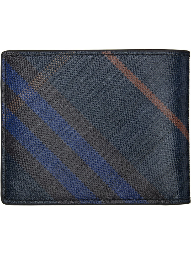 Burberry Navy Check Bifold Wallet outlook