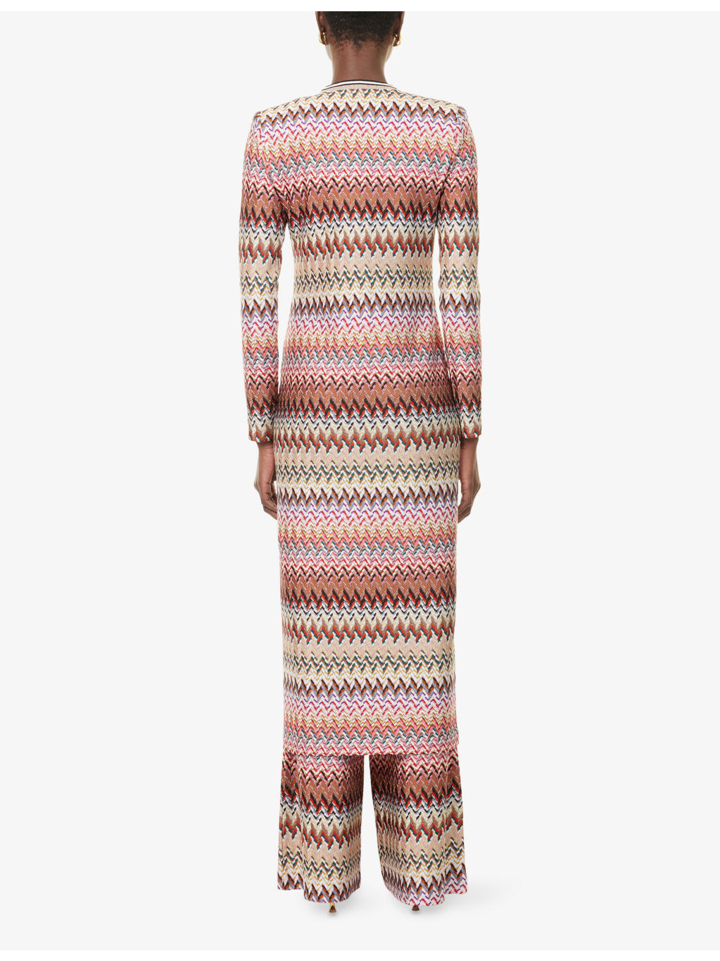 Chevron Metallic-Knit Long Cardigan - 4