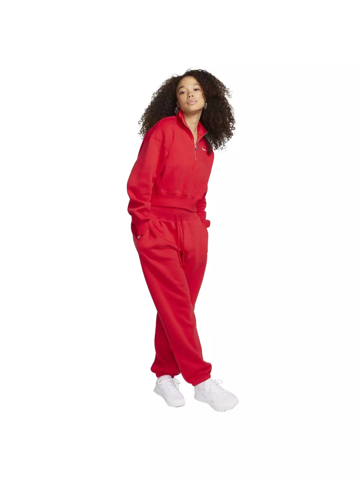 Women's Sportswear Phoenix Fleece 1/2-Zip Cropped Sweatshirt -Red - 7