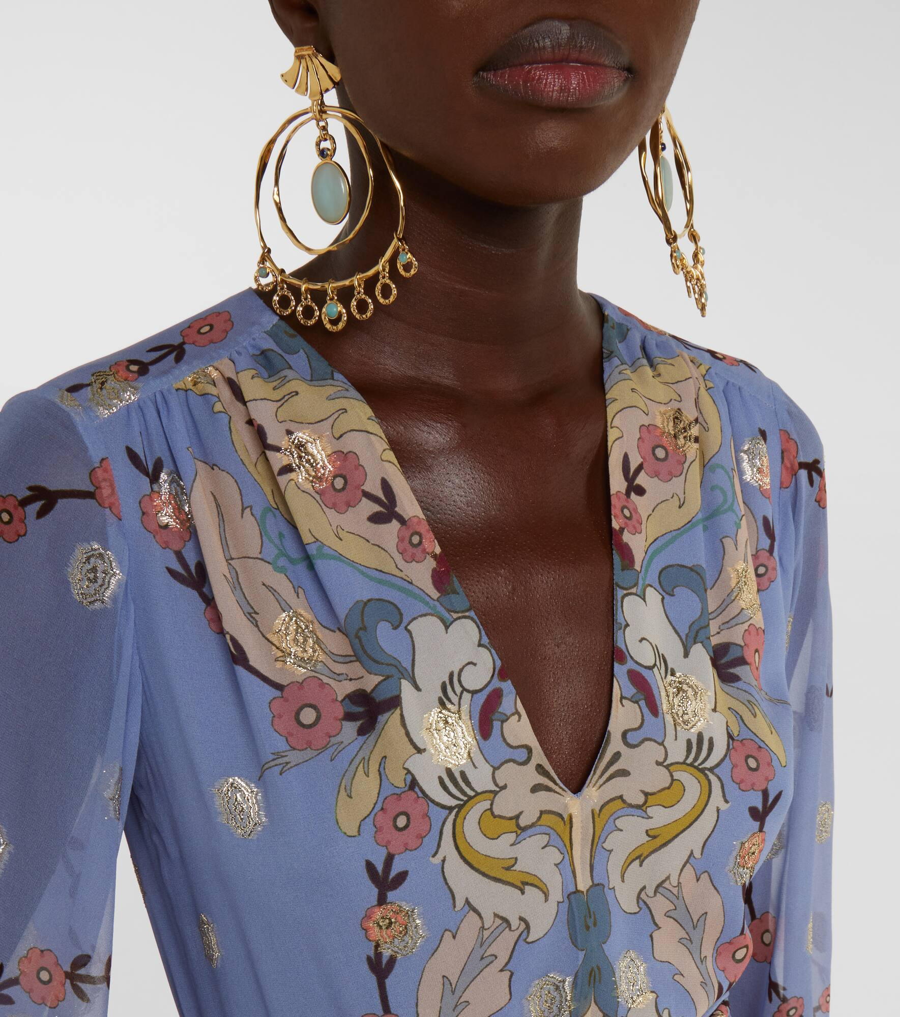 Floral silk georgette gown - 4
