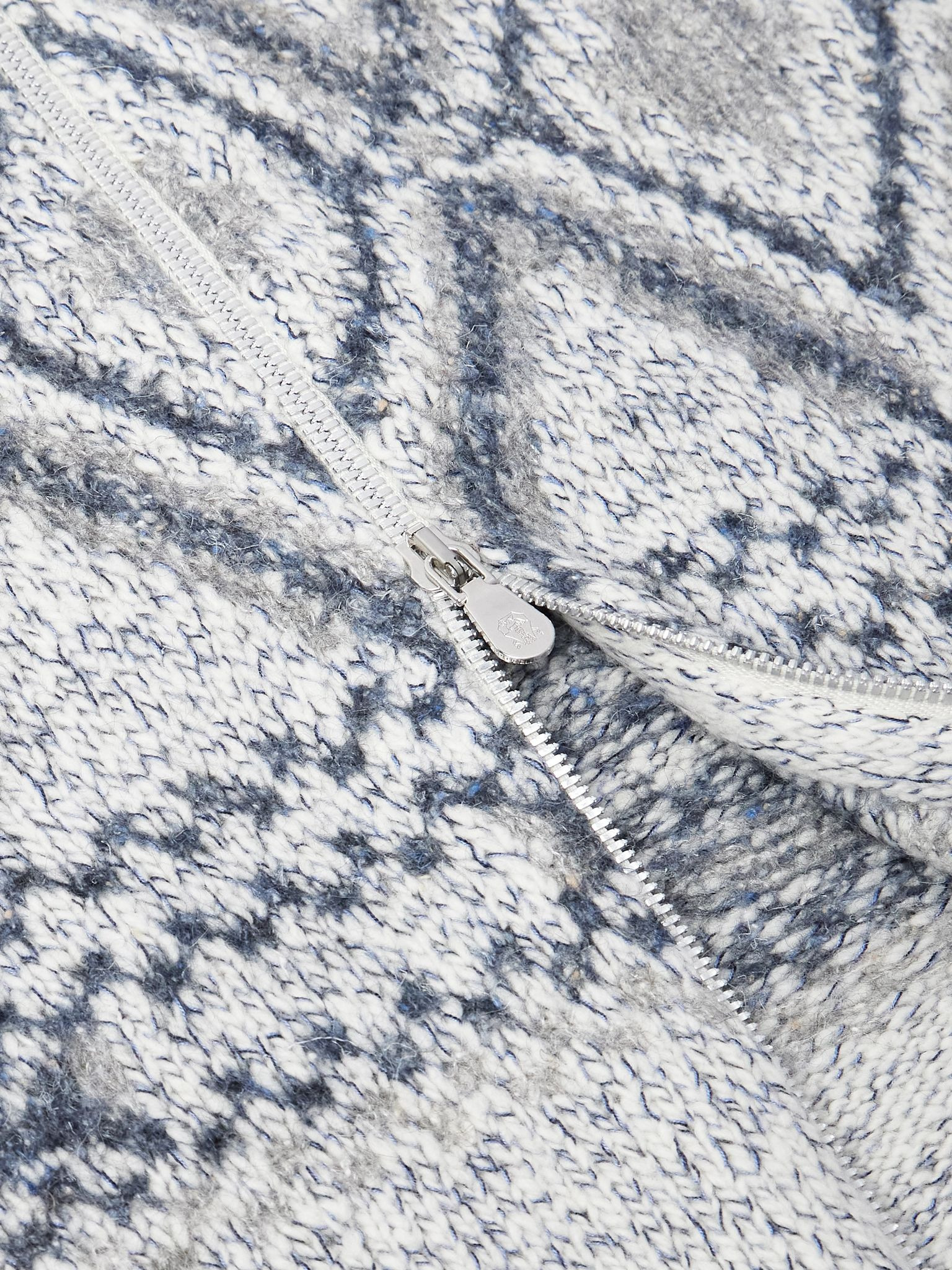 Fair Isle Wool, Silk and Cashmere-Blend Zip-Up Cardigan Gray - 5