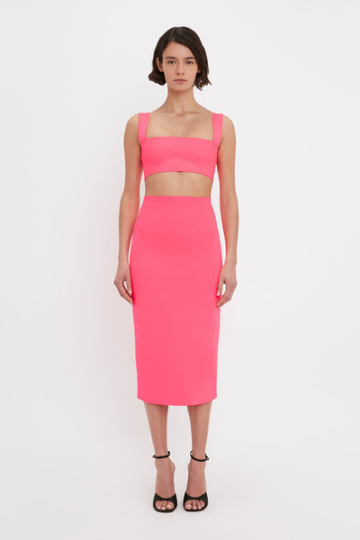 Victoria Beckham VB Body Fitted Midi Skirt In Pink outlook