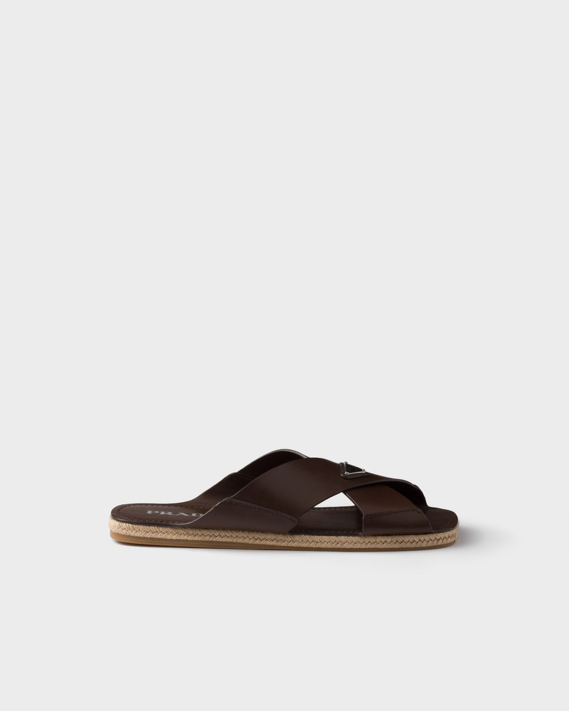 Prada Crisscross leather slides outlook