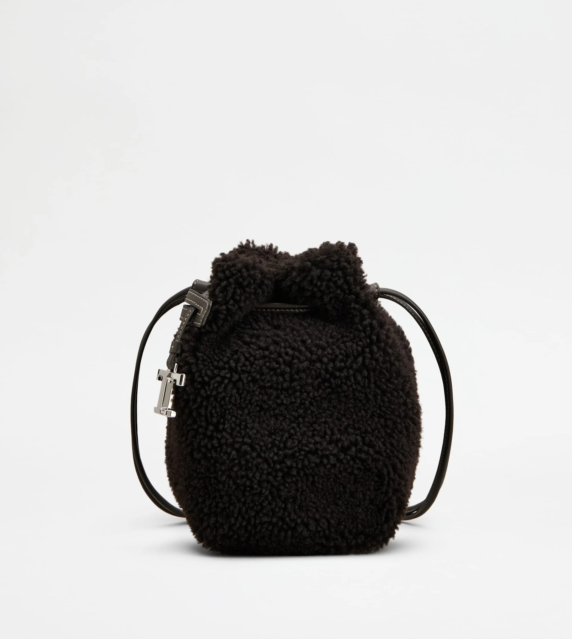 BUCKET BAG IN SHEARLING MICRO - BROWN - 1