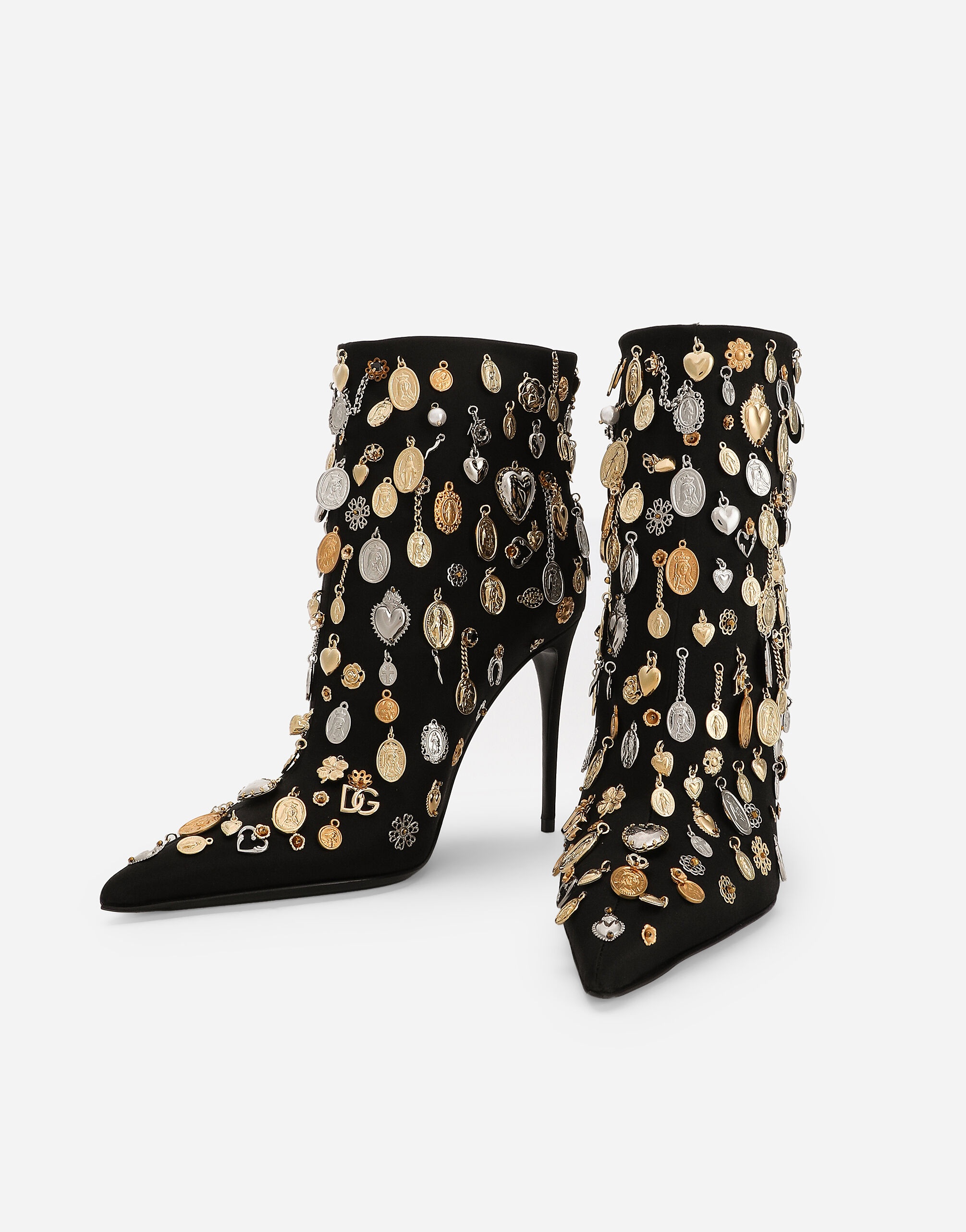 Satin and embroidered ankle boots - 5