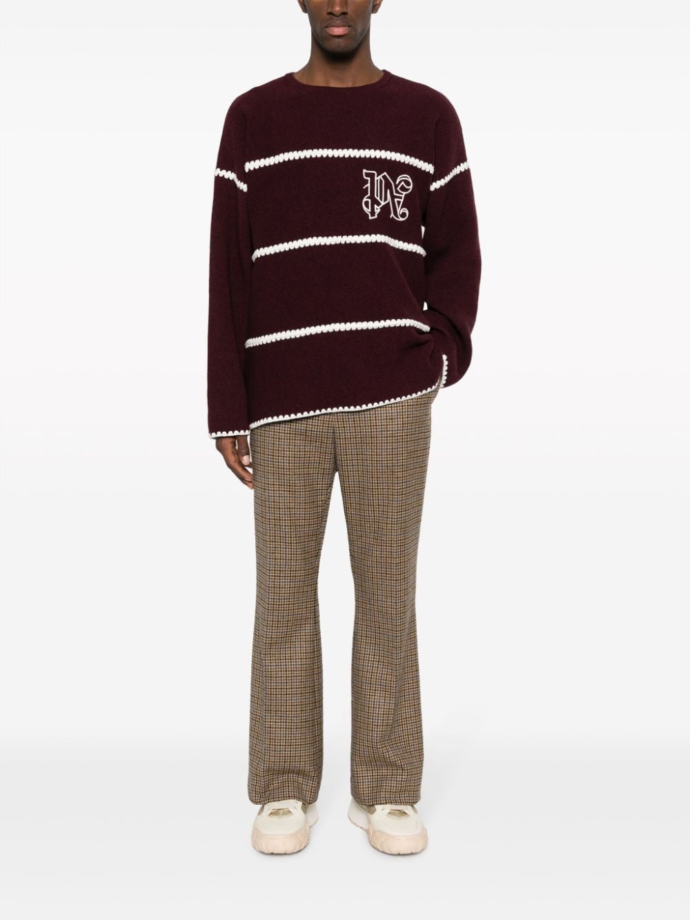 embroidered-monogram striped jumper - 2