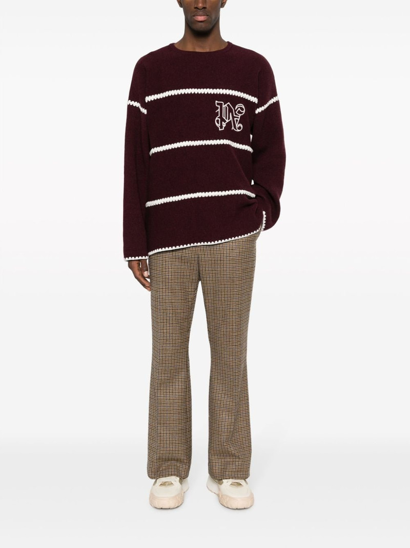 Palm Angels embroidered-monogram striped jumper outlook