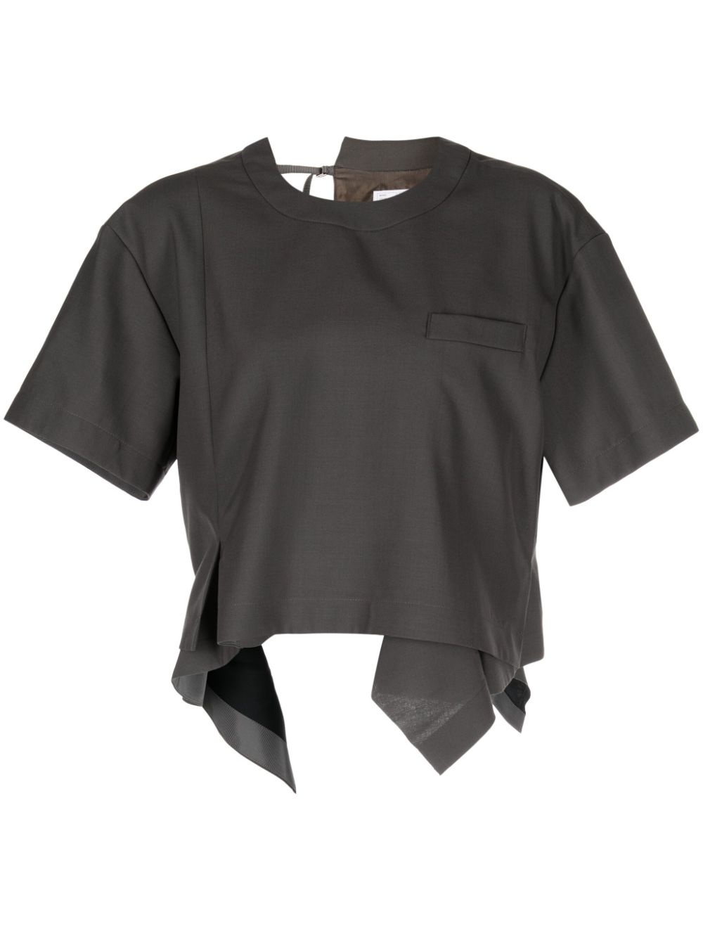 draped short-sleeve blouse - 1