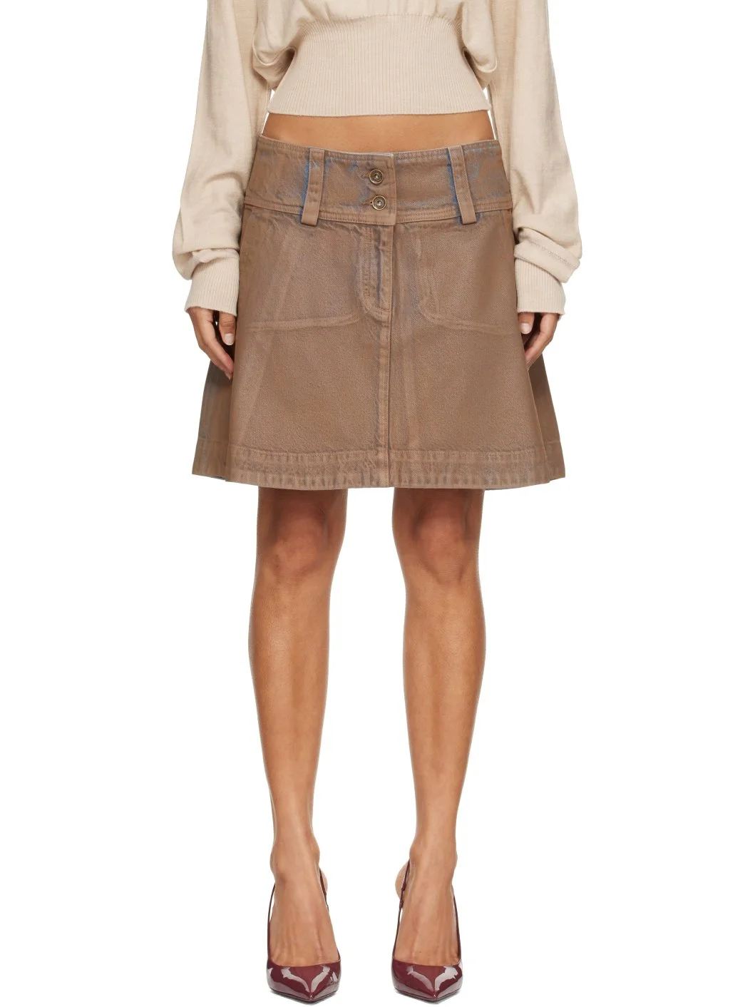 Beige CC Miniskirt - 1
