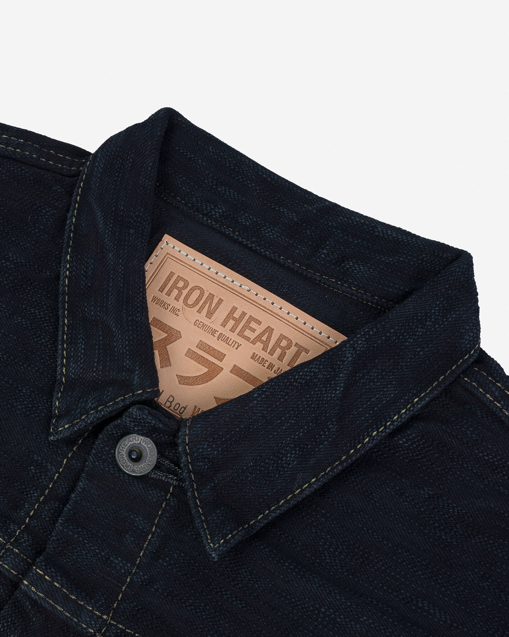 IHJ-507-SLBod 16oz Slubby Selvedge Denim Type II Jacket - Indigo Overdyed Black - 6