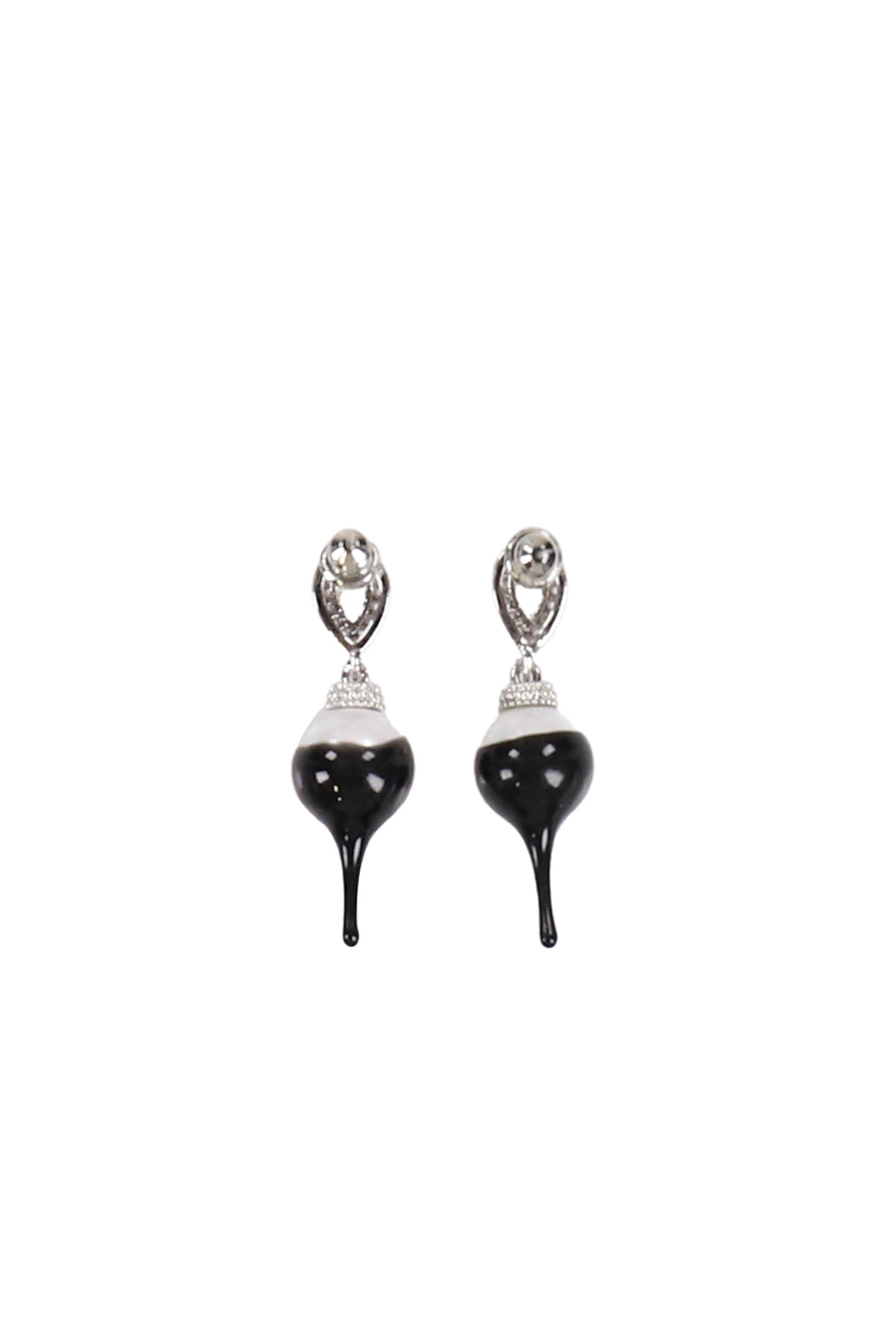 PEARL DROP EARRING / SLVBLK - 2