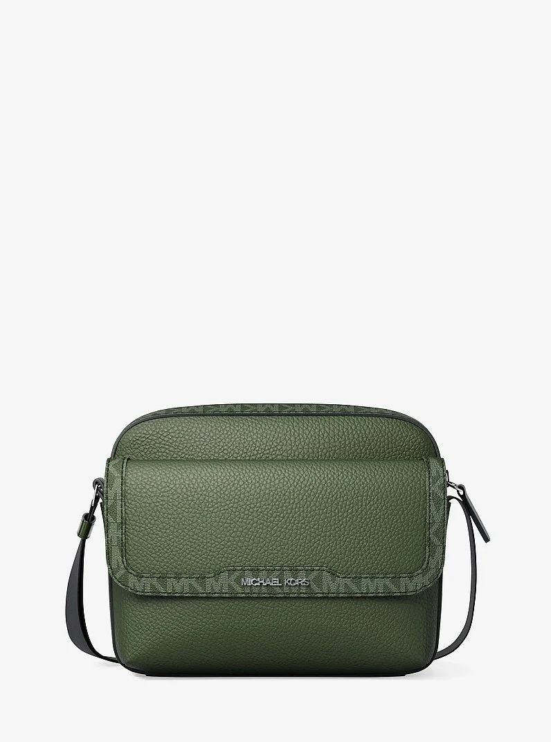 Cooper Medium Pebbled Leather and Signature Logo Camera Crossbody Bag - 1