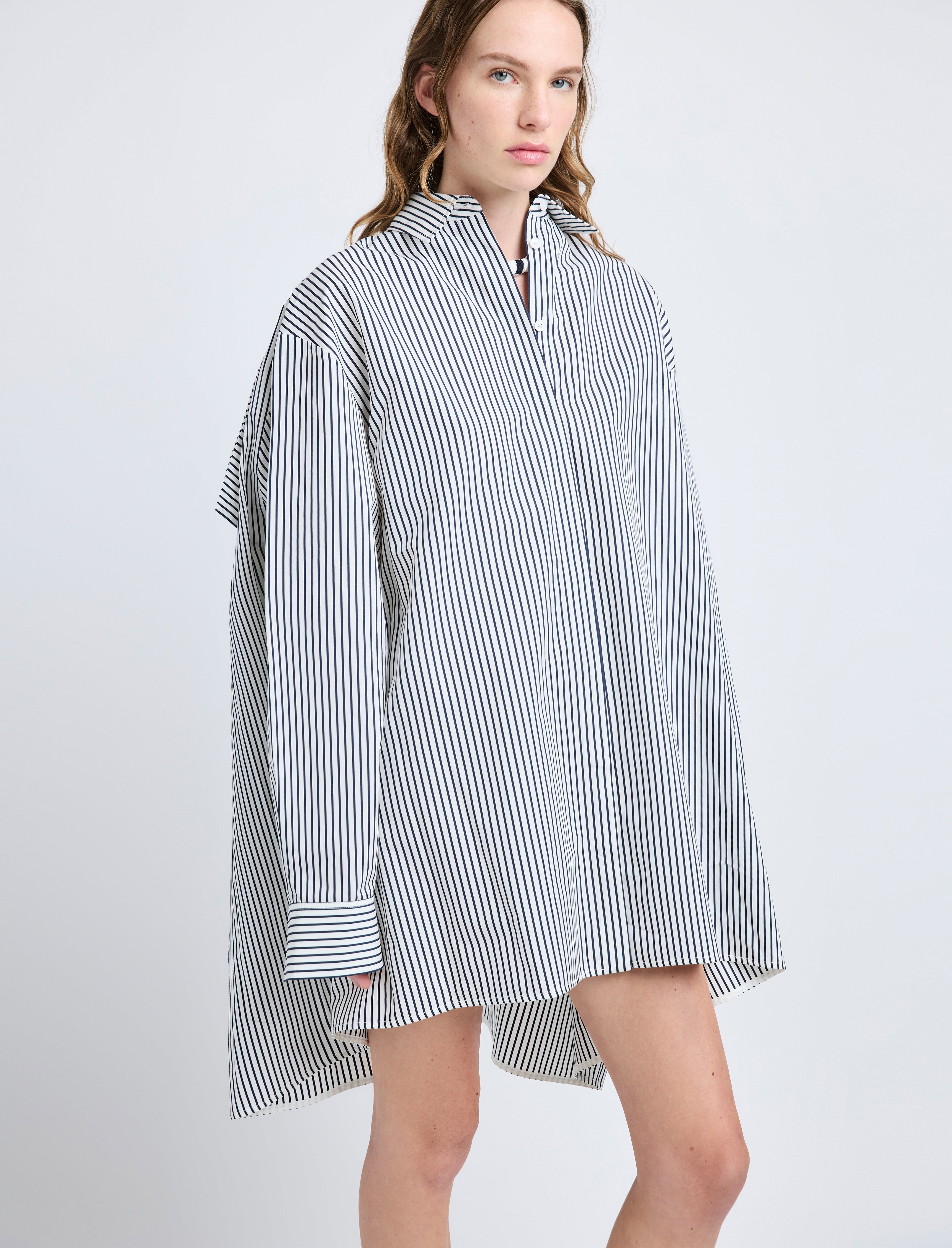 Isla Dress in Stripe Cotton Silk Poplin - 5
