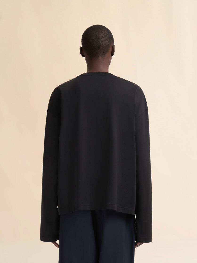 BLACK OVERSIZED JERSEY COTTON T-SHIRT WITH MARNI LABEL - 3