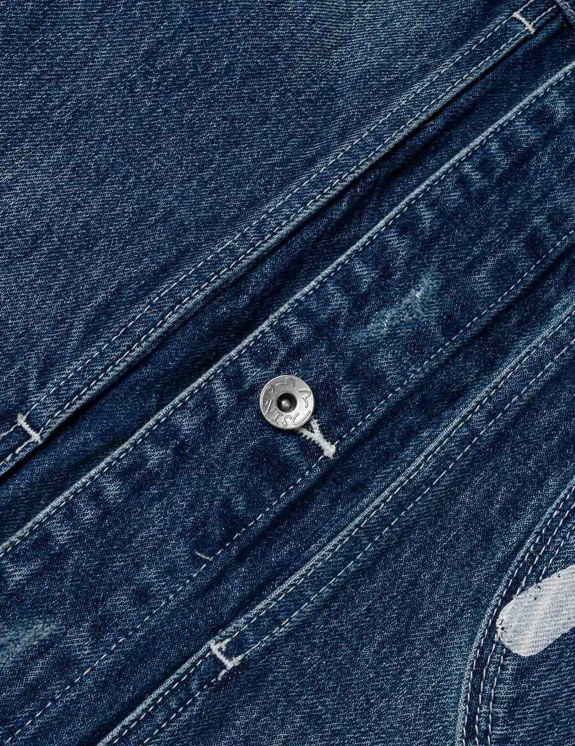 Distressed Seagull Print Relax Fit Vintage Washed Denim Jacket - 10