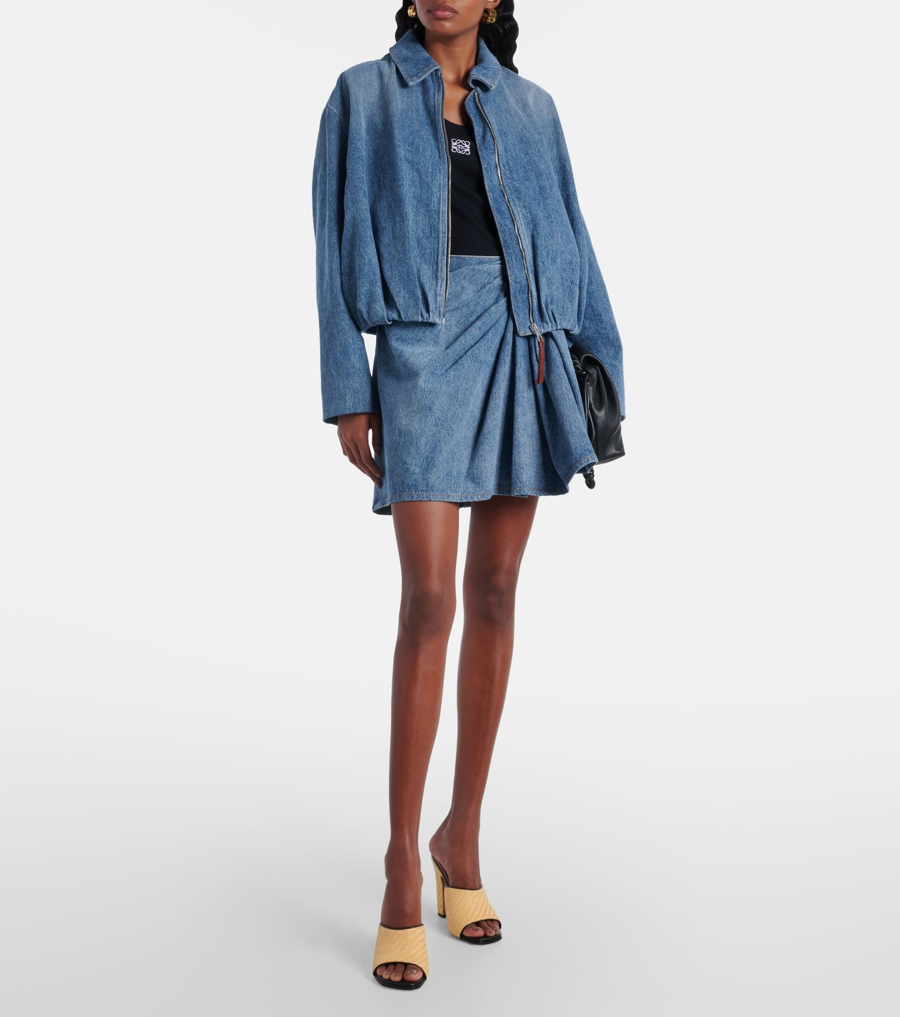 Ava 100 raffia and leather mules - 3