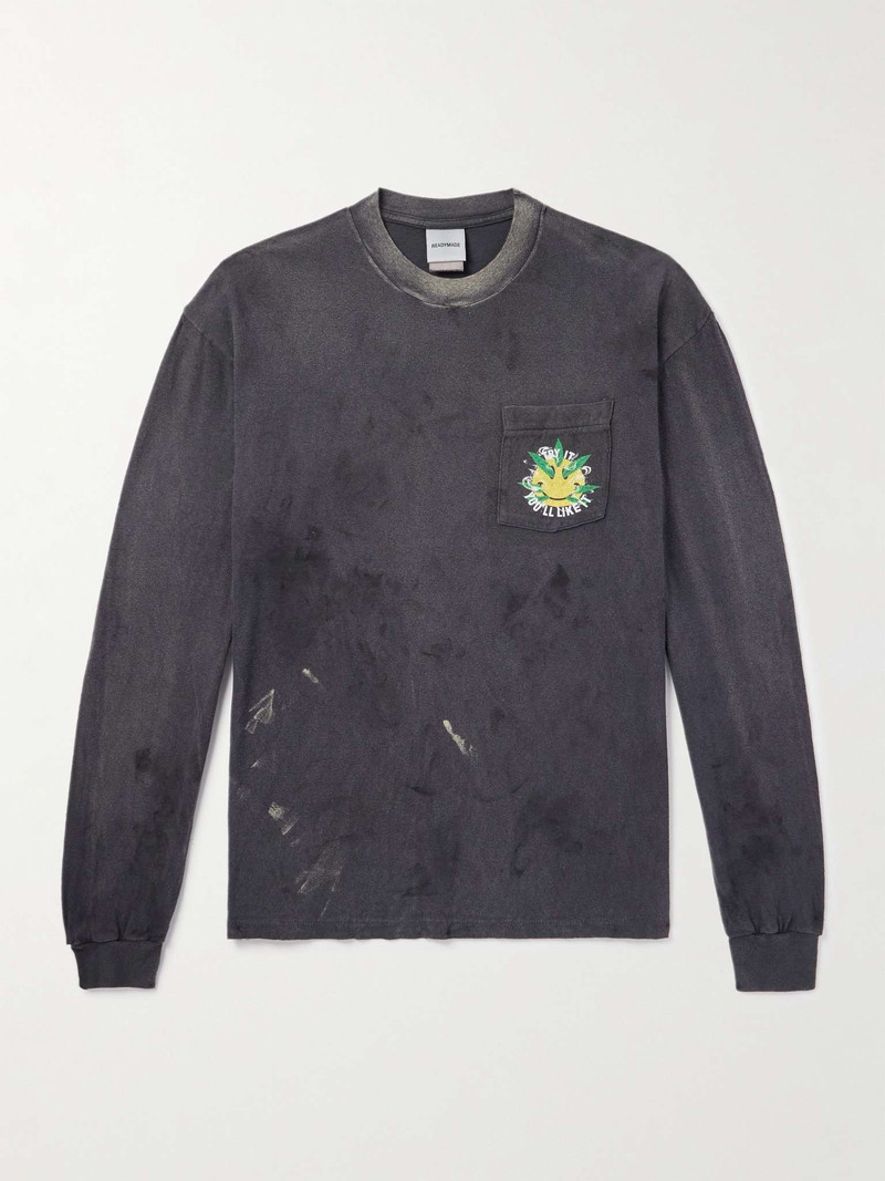 Distressed Printed Cotton-Jersey T-Shirt - 1