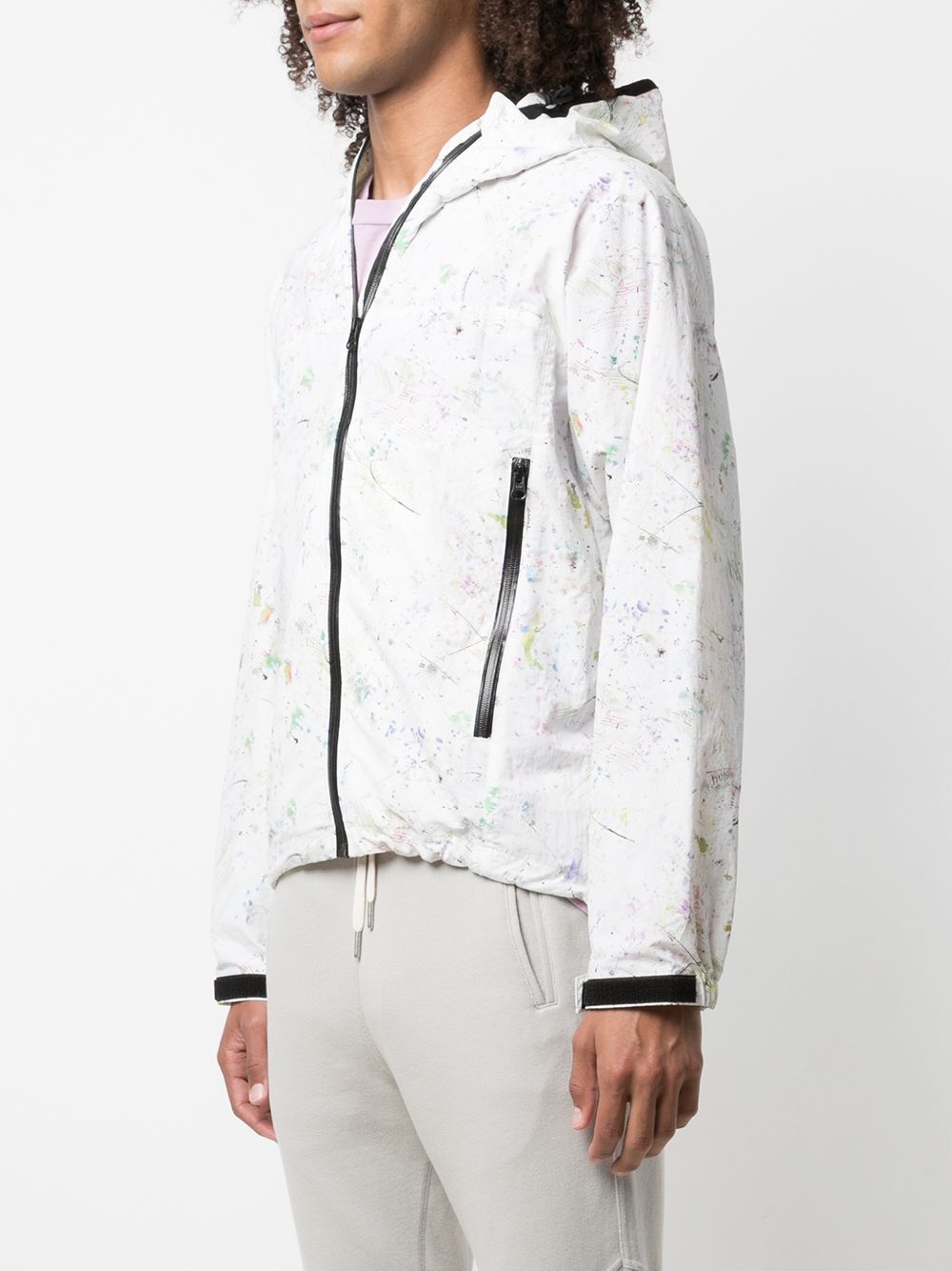 painterly-print hooded lightweight jacket - 3