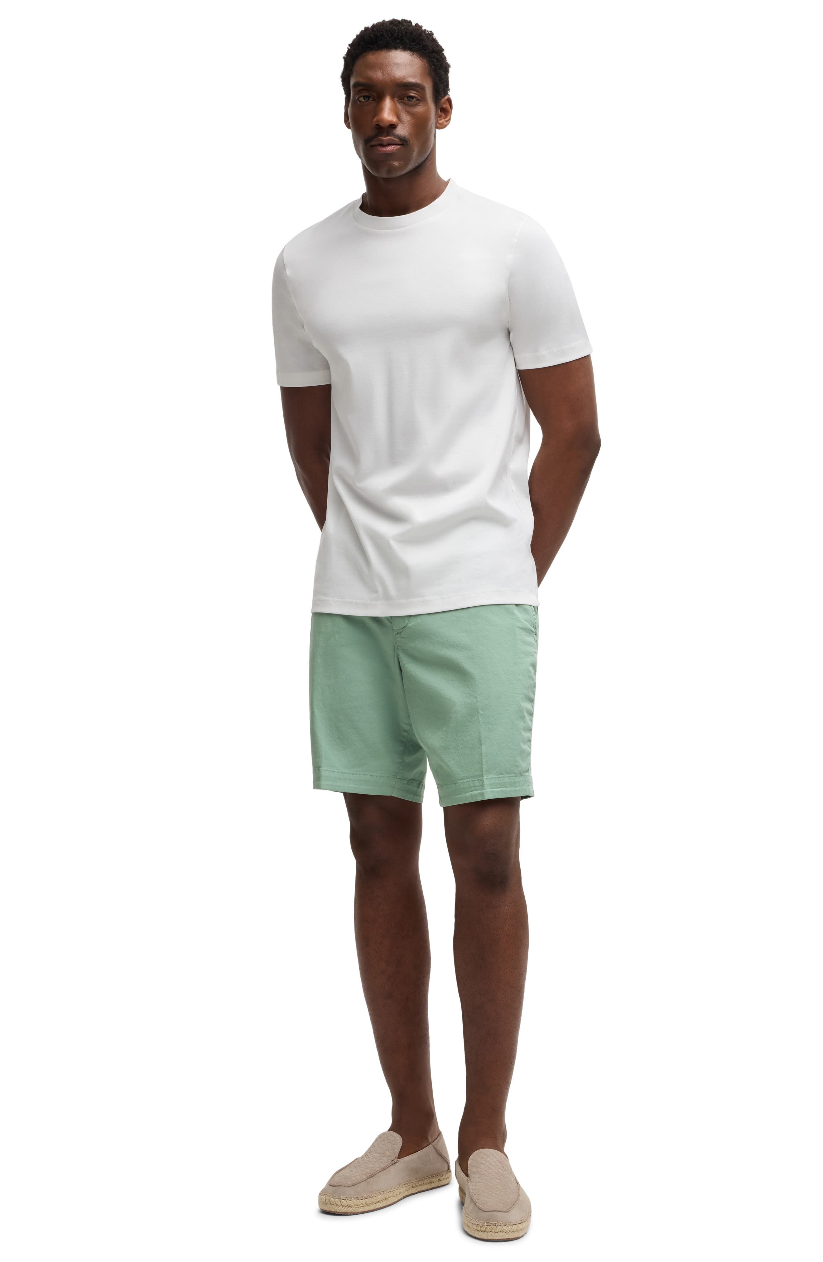 BOSS Slice Stretch Cotton Shorts in Open Green at Nordstrom - 5