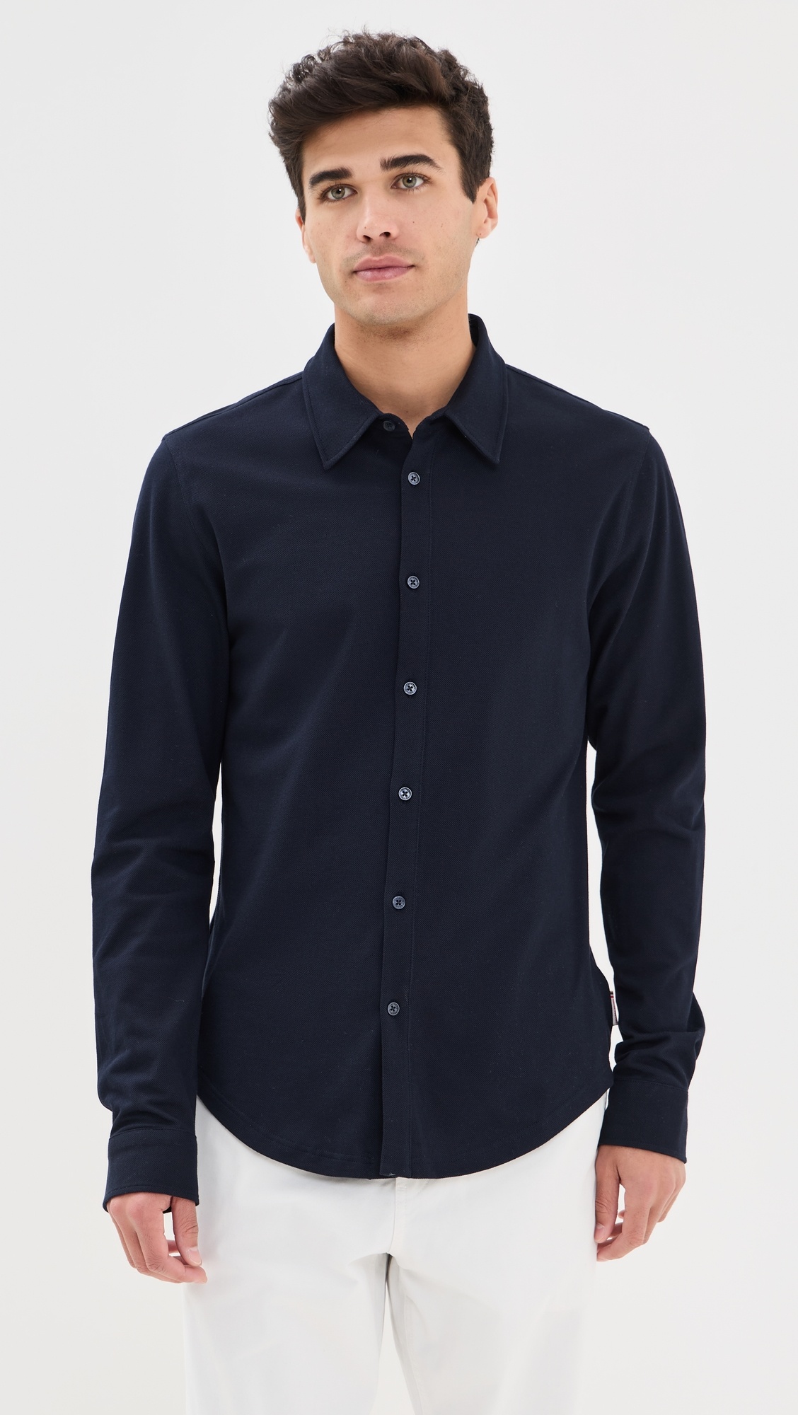 Giles Pique Knit Button Down - 6