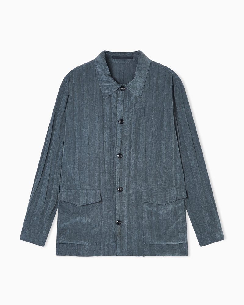 BLOUSON IN PLEATED LYOCELL AND NYLON CANVAS 1
