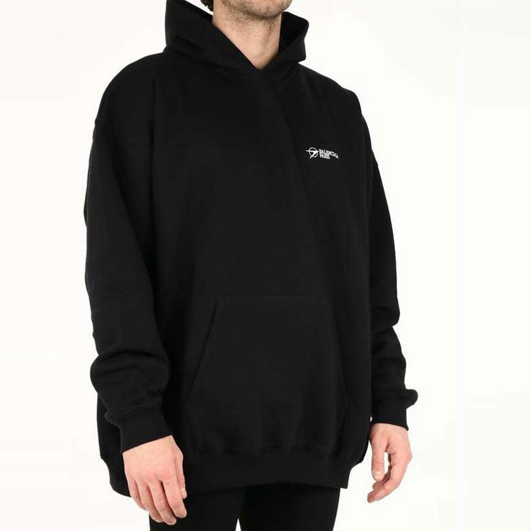 Men's Balenciaga SS21 Cotton Large hooded Long Sleeves Black 620973TKV871070 - 5