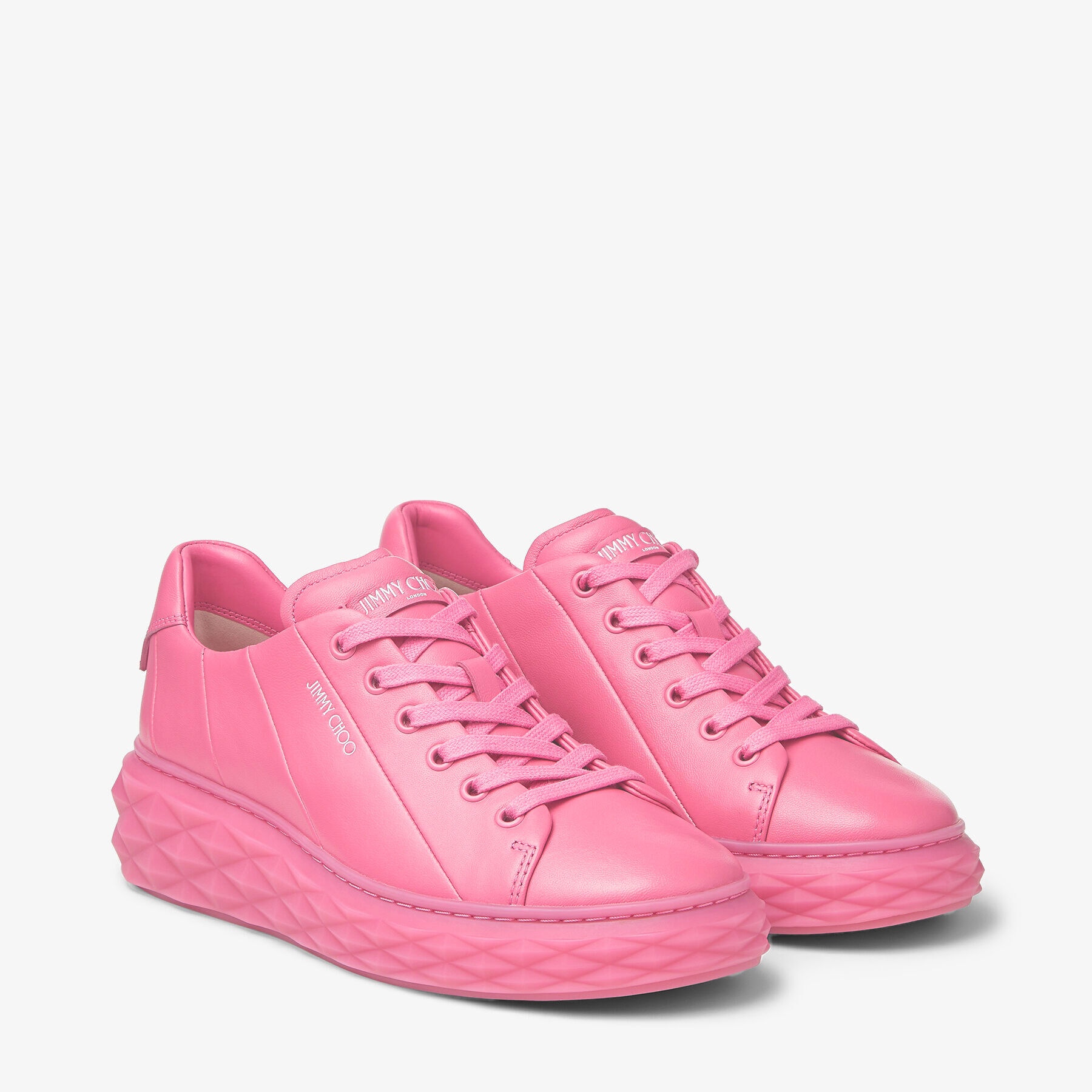 Diamond Light Maxi/F
Candy Pink Nappa Leather Low-Top Trainers with Platform Sole - 3