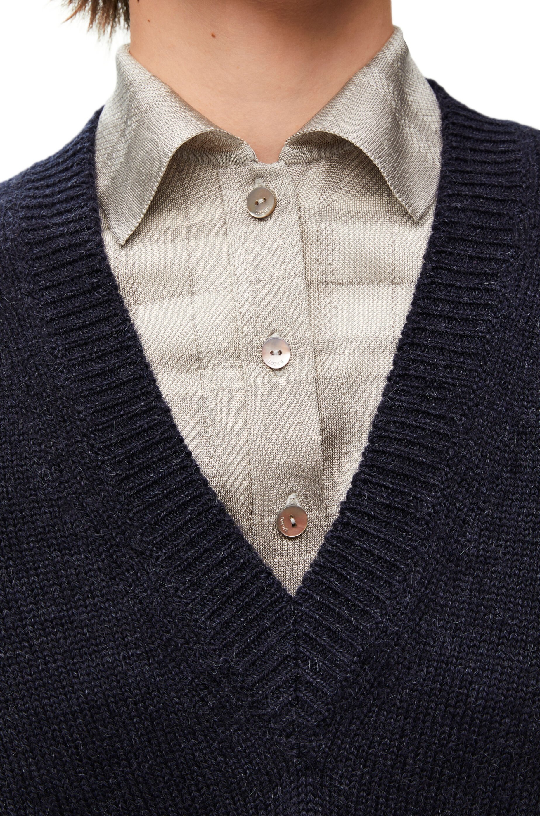 Trompe l'oeil sweater in wool and silk - 5