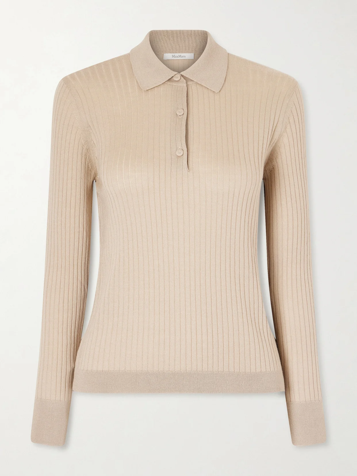 Ribbed Cashmere And Silk-blend Polo Sweater - 1