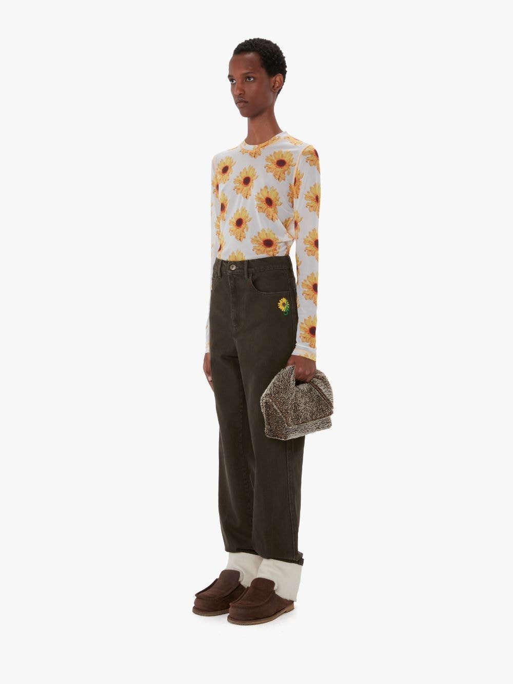 CONTRAST TURN-UP DENIM JEANS - 5