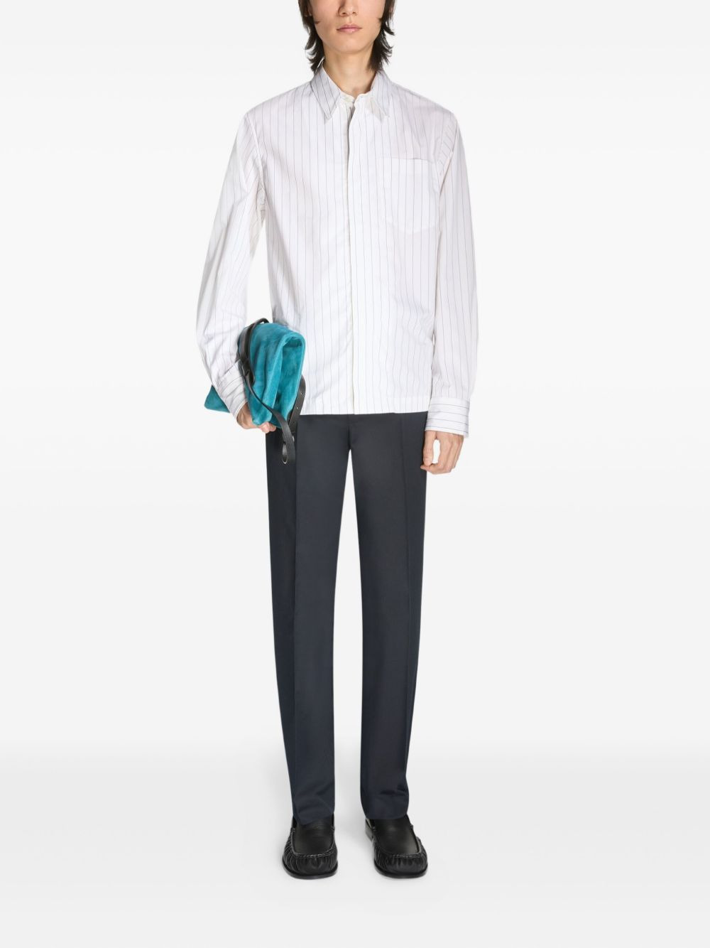 cotton-blend straight-leg trousers - 2