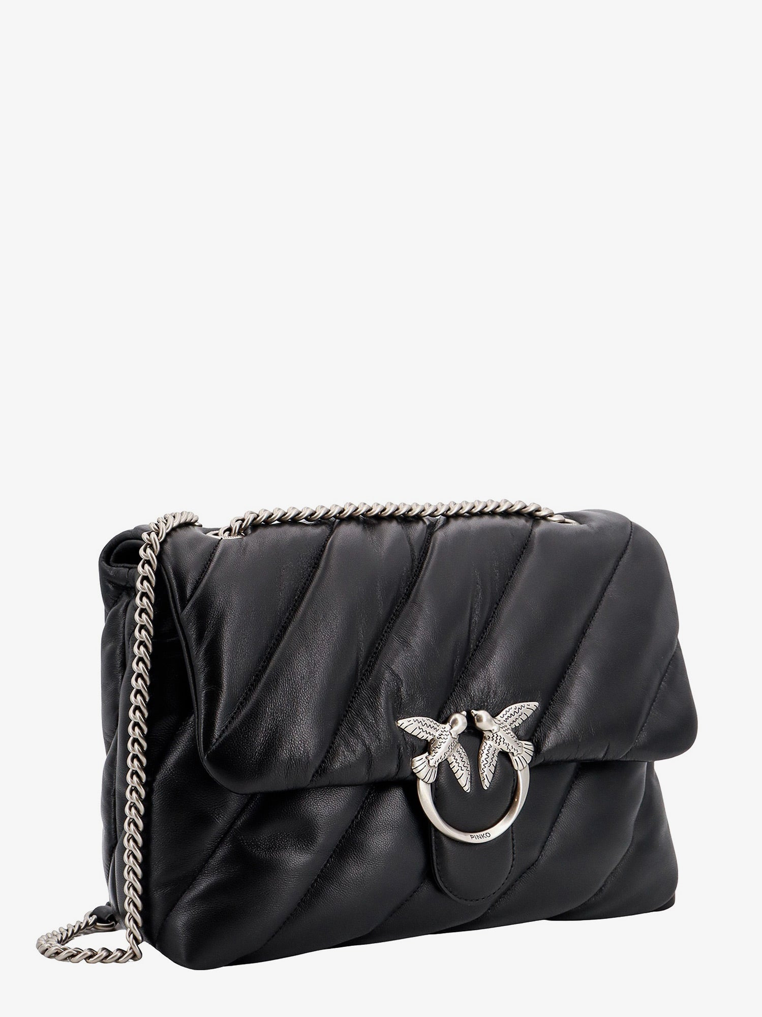 Pinko Matelassã© Leather Shoulder Bag With Iconic Love Birds Buckle - 3
