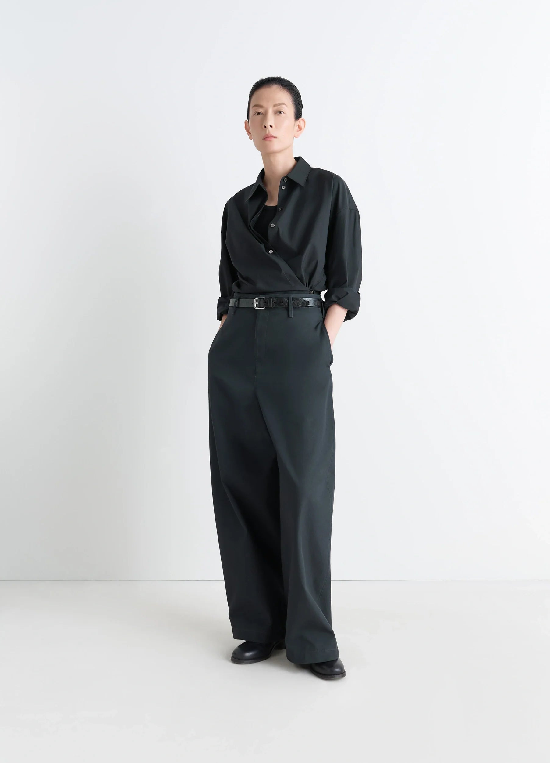 STRAIGHT COLLAR TWISTED SHIRT - 3