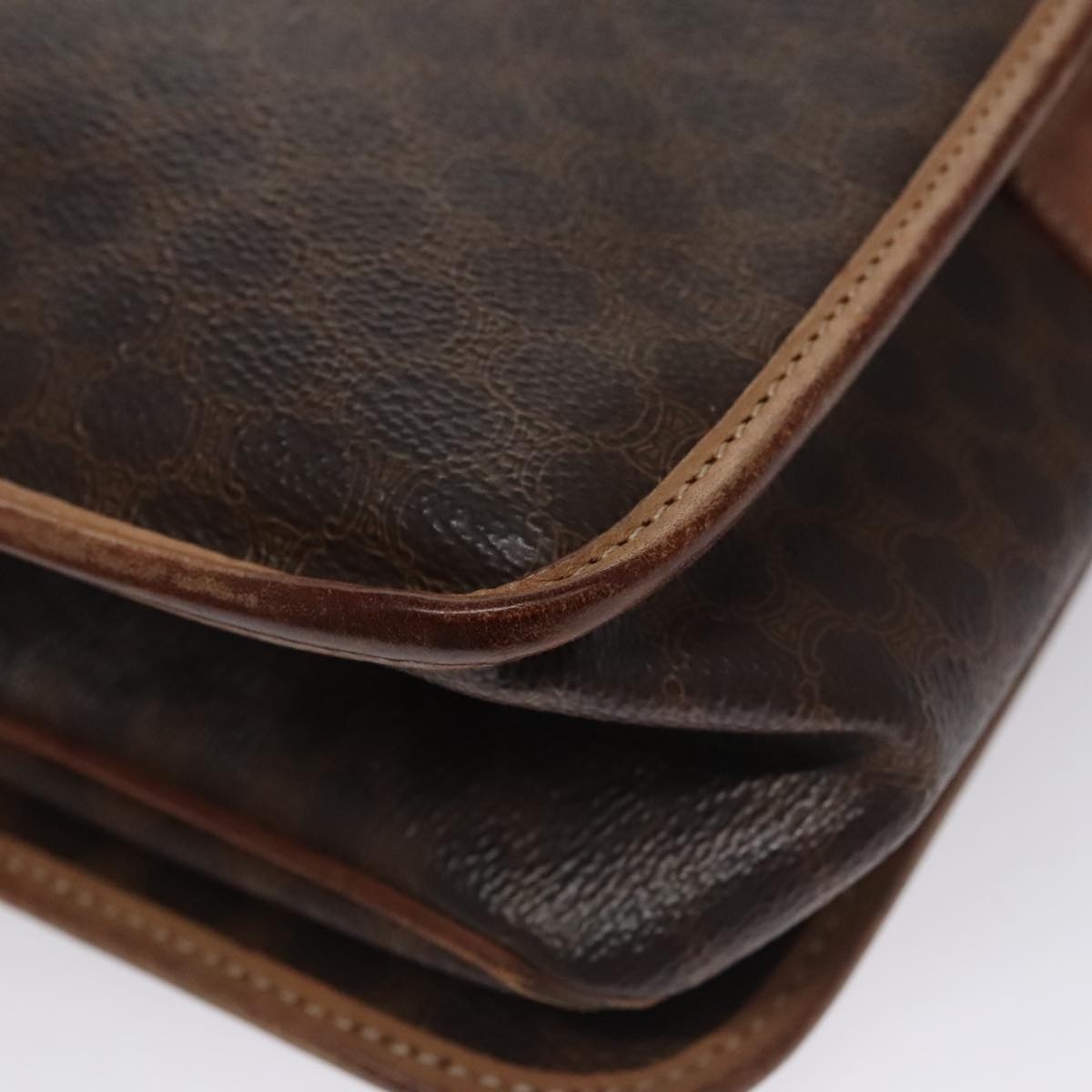 CELINE Macadam Canvas Shoulder Bag Pvc Leather Brown Gold - 12