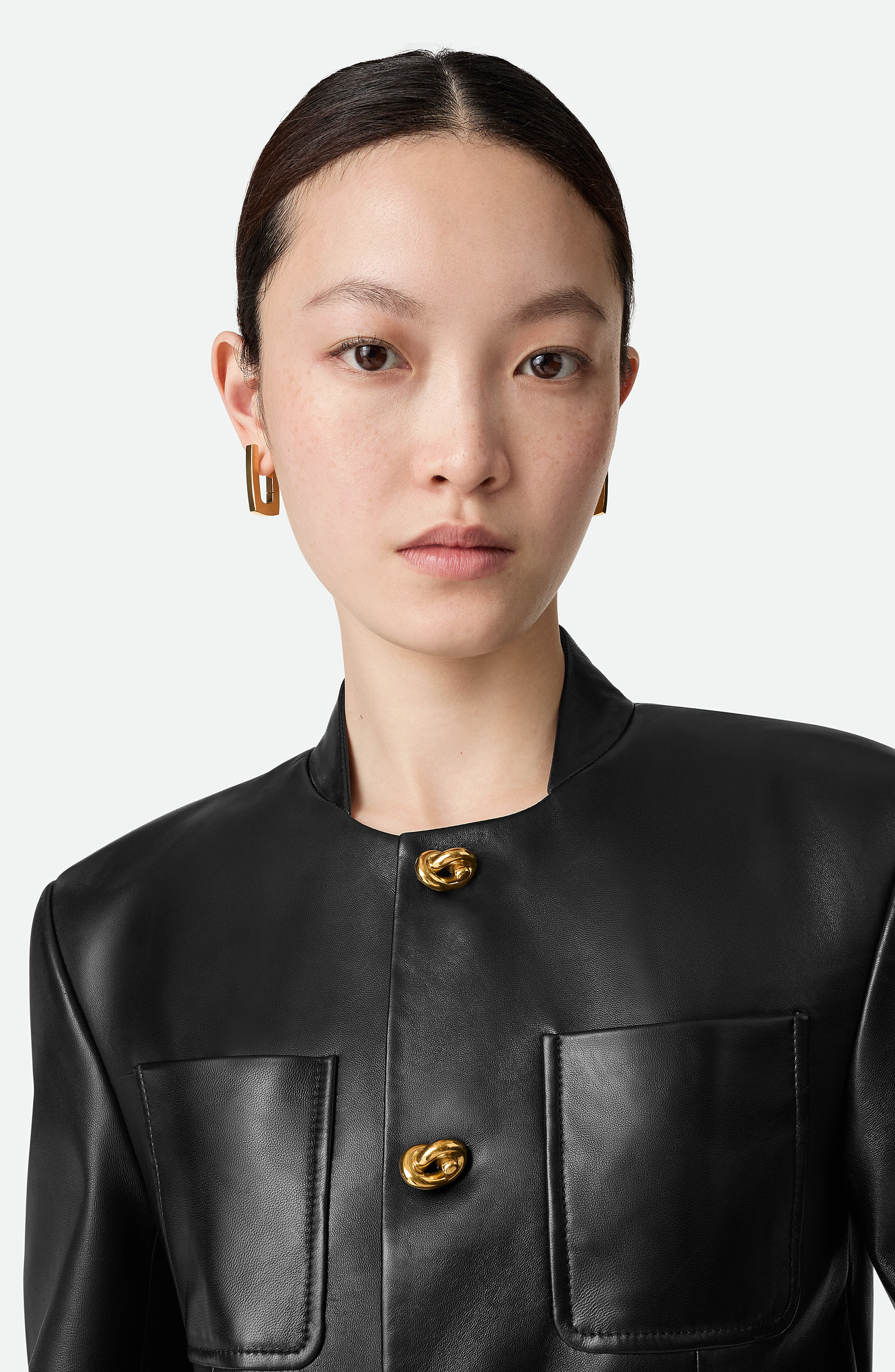 Bottega Veneta Soft Napa Lambskin Leather Jacket with Knot Buttons in Black at Nordstrom - 4