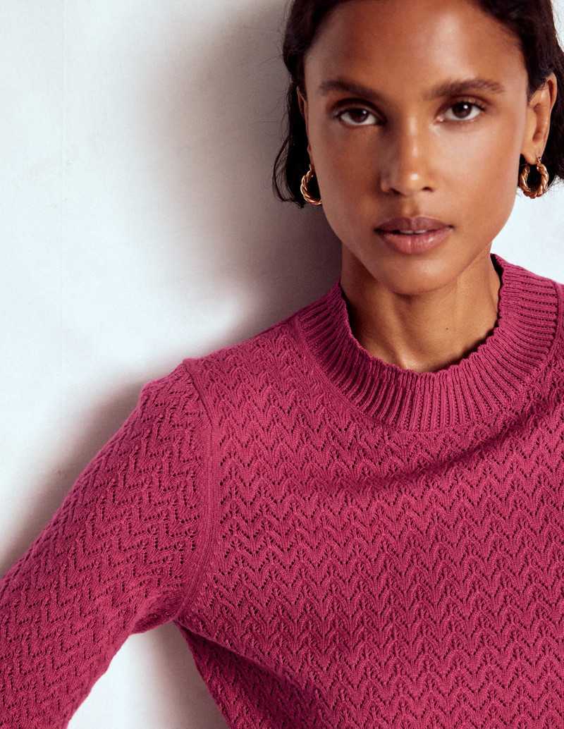 Diane Pointelle Sweater-Bright Cherry 3