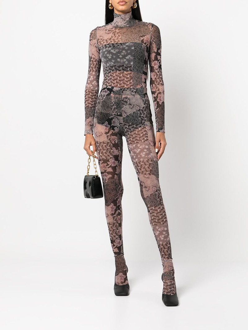 ROSETTA GETTY collage-print mesh T-shirt outlook