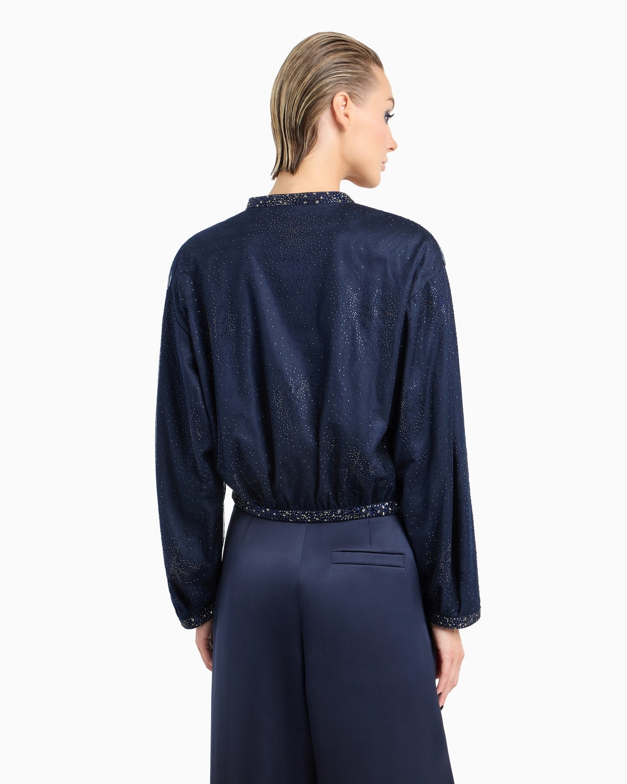 SILK BLOUSON WITH RHINESTONE EMBROIDERY - 3