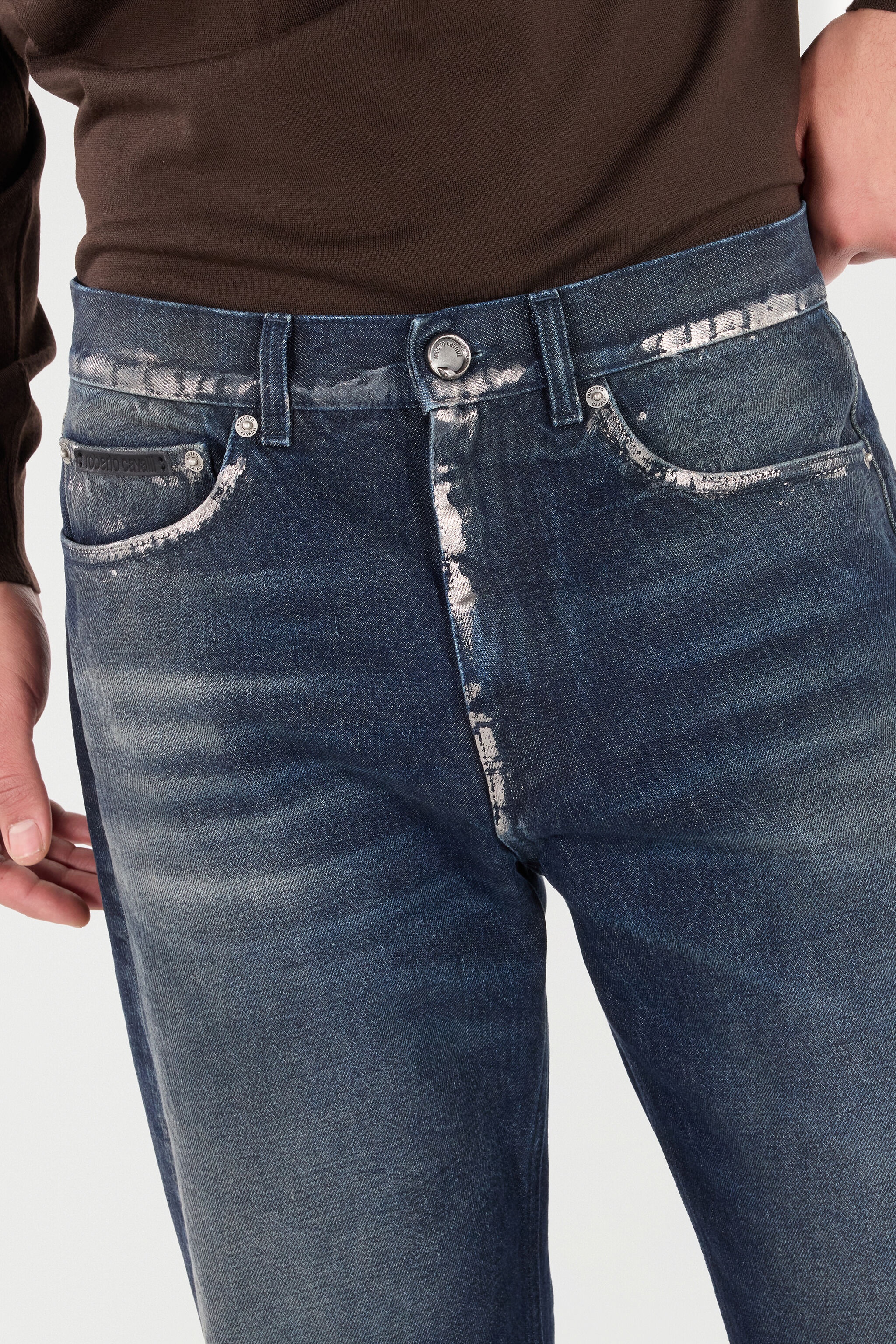 Sandblasted-Effect Jeans With Chain - 5