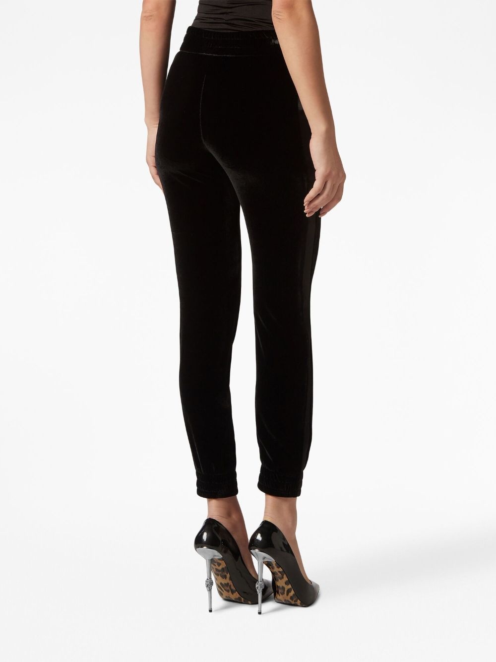 elasticated-waist velvet trousers - 3