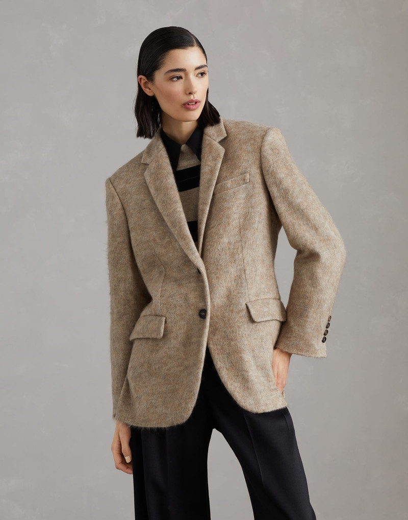 Mohair, wool and cashmere knit blazer with monili - 1