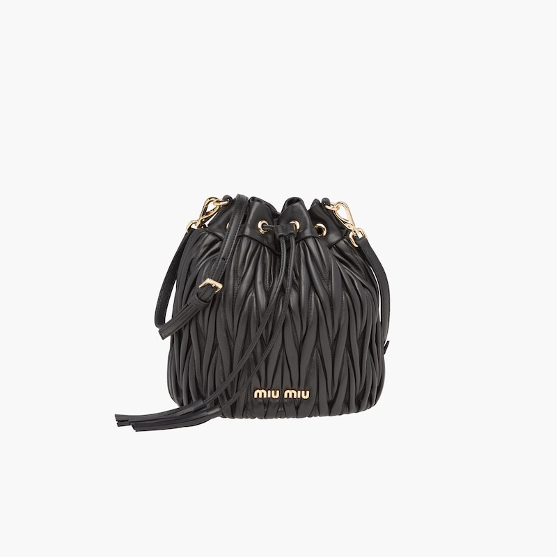 Miu Miu Matelassé nappa leather bucket bag outlook