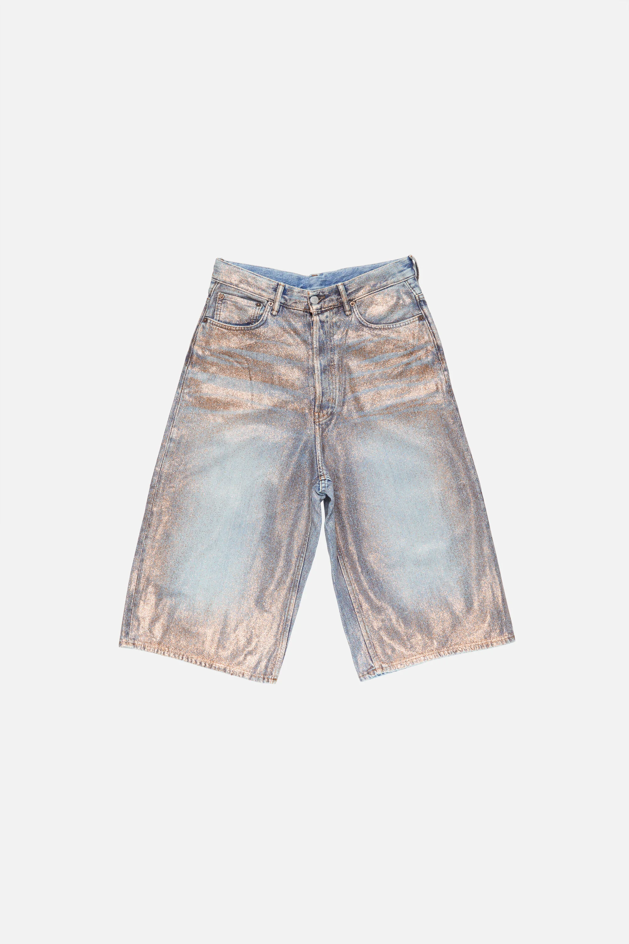 Glitter denim shorts - Rose copper/light blue - 1
