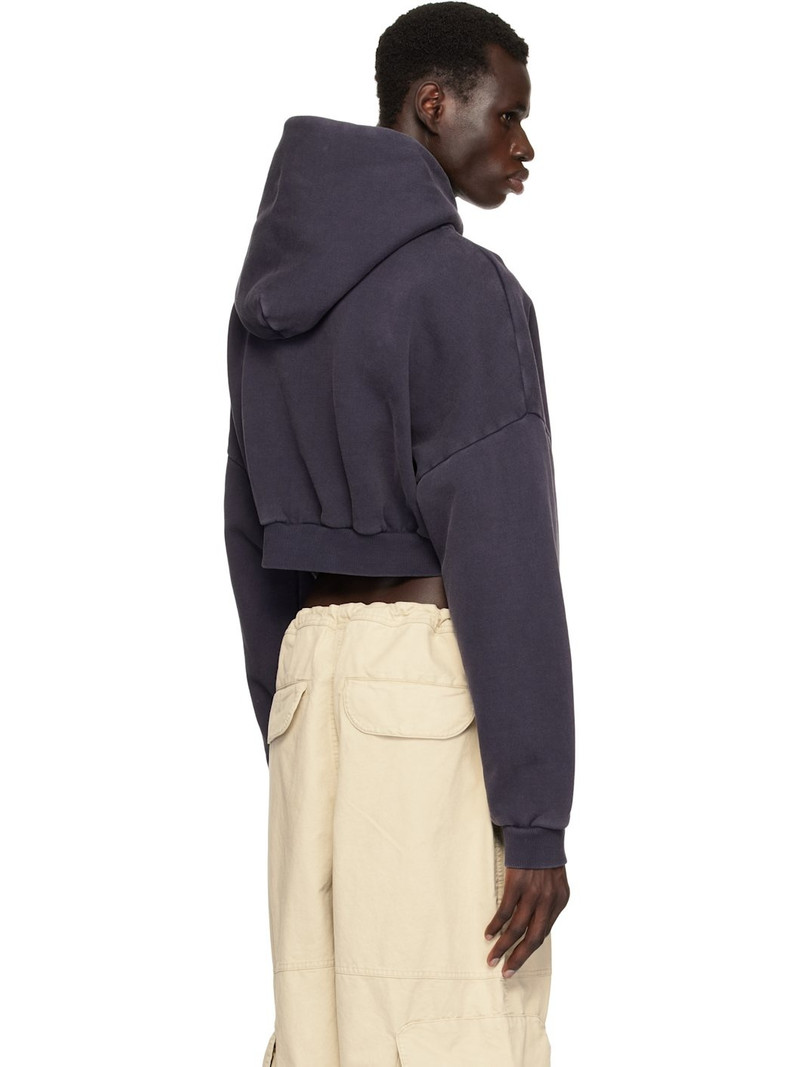 Navy Cropped Heavy Hoodie 3