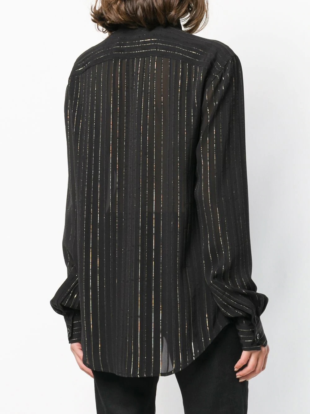 lurex stripe sheer shirt - 4