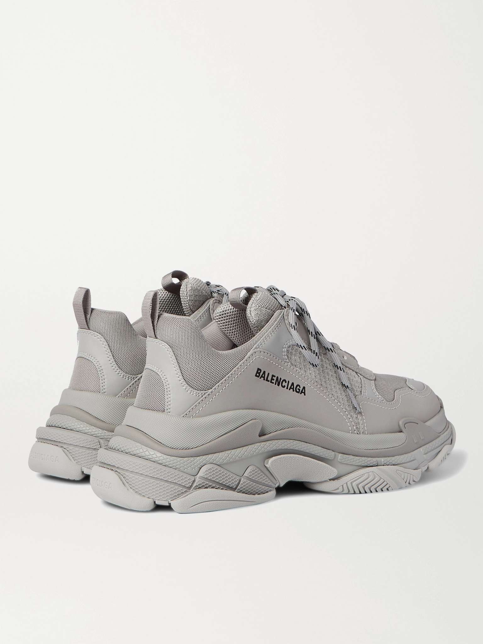 Triple S Mesh and Faux Leather Sneakers - 3