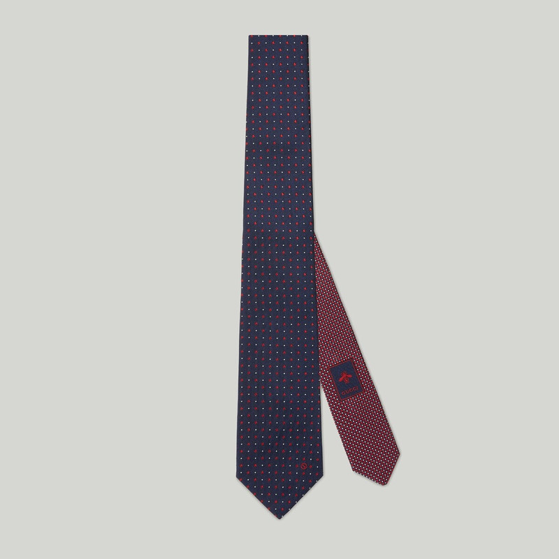 Polka-dot rhombus silk jacquard tie 1