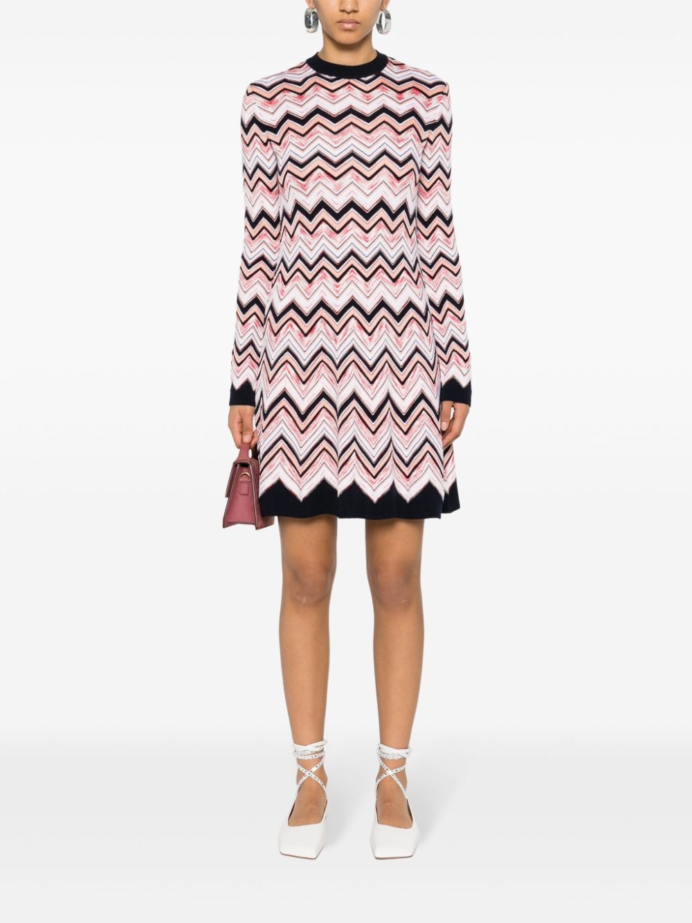 zigzag knitted mini dress - 2